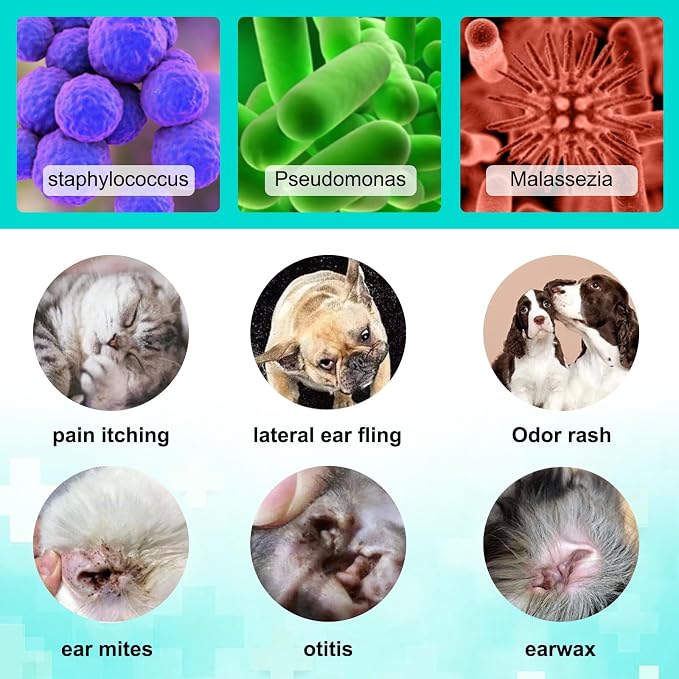 NenMaoKeNu Ear Mite for Dogs & Cats, Pet Ear Infection Treatment Solution for Dog Yeast Infection, Ear Infection Treatment Drops, to Relieve Itchiness, Sooths Ears - 0.75 Fl Oz