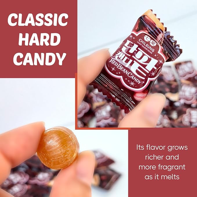COELO Red Bean Candy 8.81oz (250g) | Korean Red Bean & Sea Salt | Sweet & Salty Flavor Hard Candy Korea Snack | Office Pantry Travel Camping Party K-Food Individually Wrapped On-The-Go Snack 단팥 캔디