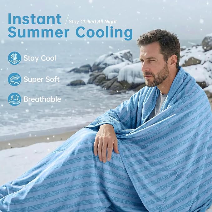 Guohaoi Cooling Blanket for Hot Sleepers and Night Sweats 60"x90" Full Size | Arc-Chill Q-Max >0.5 Cool Fiber,100% Oeko-Tex Certified Lightweight Summer Blanket for Travel/Outdoor Ultra Cold Breathable