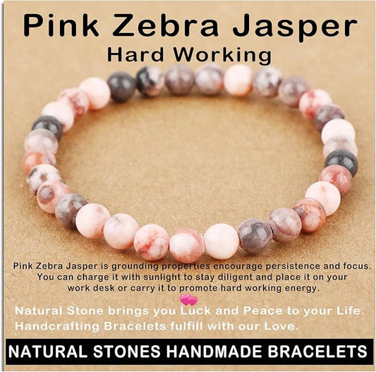 AD Beads Handmade Gemstone Stretch Elastic Bracelet Crystal Healing Reiki Nature's Beauty and Spiritual Essence Unisex