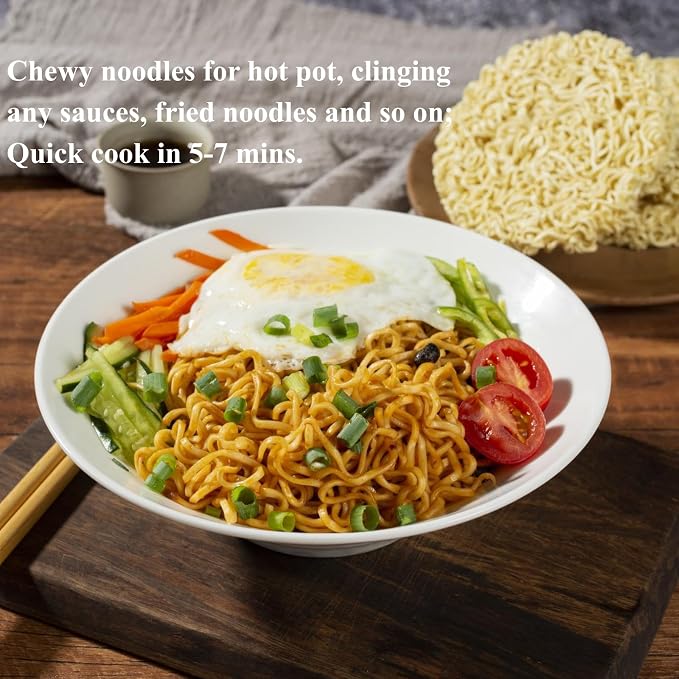 Non-fried Hot Pot Ramen Family Noodles Unflavored, Preservative Free, No Added MSG 350g (10.5oz), Total 6 PCS Per Pack