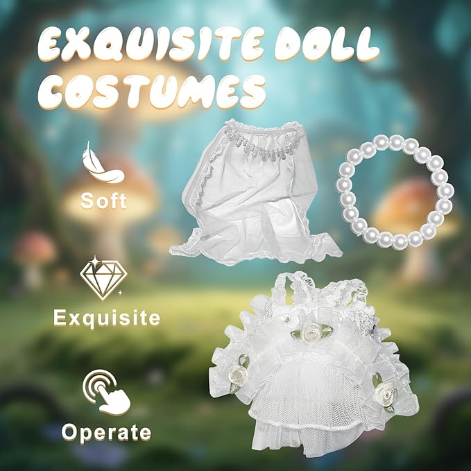 17cm Doll Clothes – Wedding Garden Princess Dress Outfit for 1:6 Scale Dolls | Elegant Bridal Gown with Floral Details, Veil & Accessories (No Doll Included)