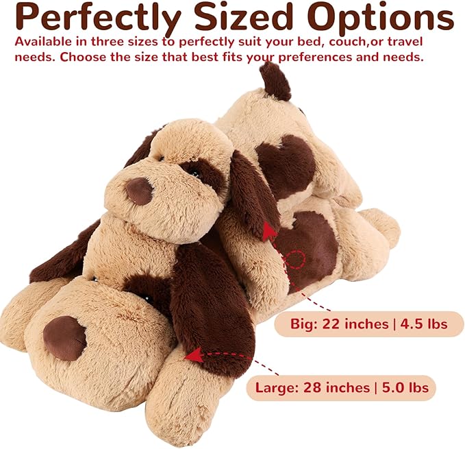 meowtastic Brown Dog Weighted Stuffed Animals - 28 Inch 5.0 Pounds Weighted Plush Dog Stuffed Animals - Large Stuffed Dog Weighted Plush Pillow - Cute Plush Toys Gifts for Kids & Adults (28" 5.0 lbs)