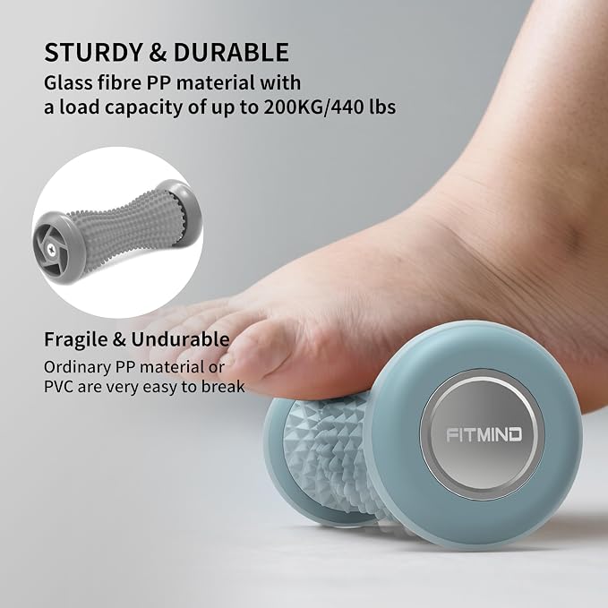 Foot Roller Massager for Plantar Fasciitis Relief, Portable Silent Deep Tissue Massager Tool for Arch and Heel Pain-Blue