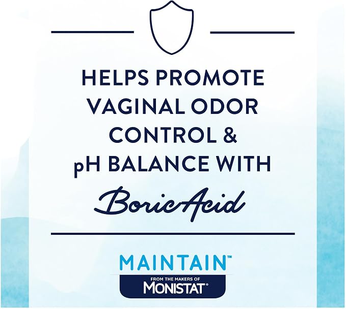 from The Makers of Monistat, Maintain Boric Acid Suppositories for Women, Fragrance-Free Inserts for Vaginal Odor Control and pH Balance Without Irritation, 30 Count