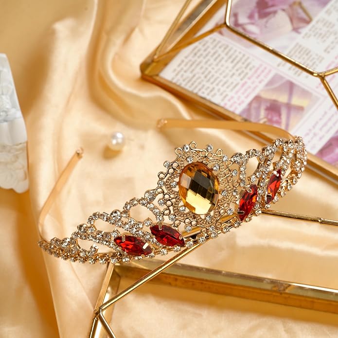 Princess Dress Up Accessories Tiara Crown Sparkle Gold Crown for Birthday Christmas Halloween Cosplay