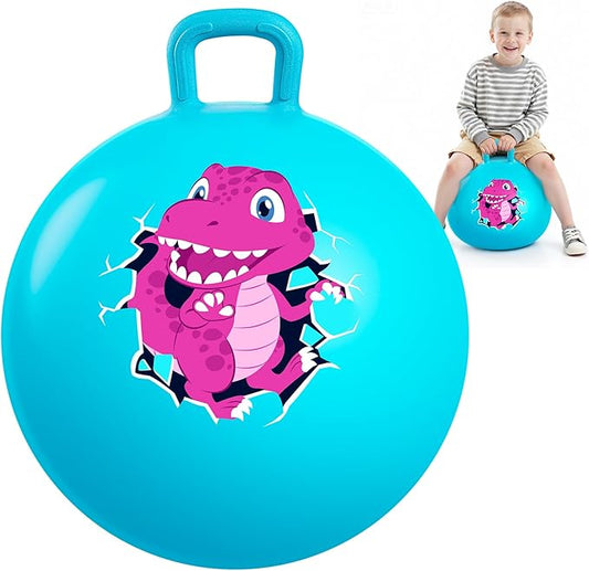 INPODAK Hopper Ball 18 Inch Bouncy Ball with Handle for Kids, Hippity Hop Jumping Bounce Hopping Toy for Boys Girls Ages 3-6 Includes Pump and Gift Box Great Gift for Birthday (Blue)