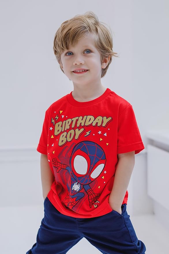 Marvel Spidey and His Amazing Friends Birthday T-Shirt Toddler to Big Kid Sizes (2T - 10-12)