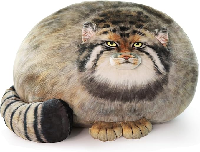 Pallas Cat Stuffed Animal, 45cm/18inch Steppe Cat Plush Cute Plushies for Girls,Kitten Soft Plush Throw Pillow Doll Big Plush Toy Decoration Doll Gift for Kids, Boys, Girls Birthday Christmas
