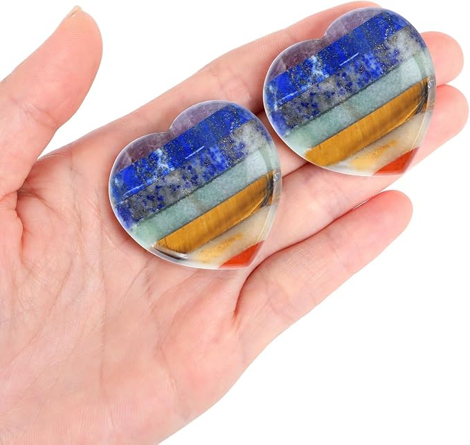 Worry Stone Heart Heart Shaped Crystal Crystals and Healing for Anxiety 7 Chakra Stones Mental Health Depression Stress Meditation Accessories Anxiety Relief Items Valentine Gifts for Women