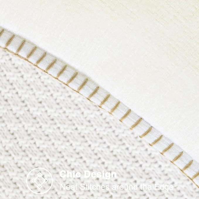 CaliTime Decorative Couch Throw Pillow Covers 26 X 26 Inches Cream | Pack of 2, Cozy Chenille Cushion Cases, Cotton Thread Stitching Edges, for Sofa Bed Living Room Farmhouse