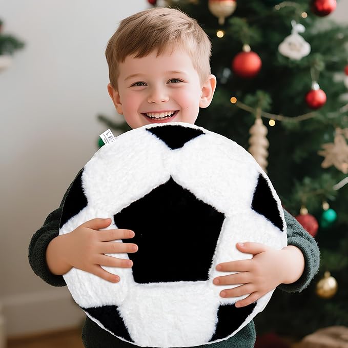 Wepop 18in Fluffy Soccer Pillow, Soft Soccer Pillows, Sports Ball Pillow Stuffed Plush Toy Room Decoration and Gifts for Kids, Boys, Girls, Soccer Fans