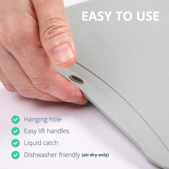 Blue Ginkgo TPU Cutting Board, Medium, Made in Korea, Dark Gray | Gentle on Knife Edges. Flexible and Durable.