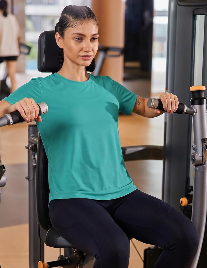 PINSPARK Soft Workout Tops for Women UPF 50+ Sun Protection Shirt Quick Dry Athletic Running Hiking Travel Basic Tee Shirts