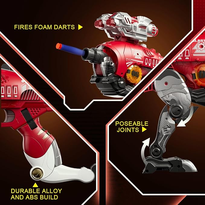 Blaster Toy Gun Transforming Alloy Dinosaur - 2 in 1 Morphing Toy (Gun to Dino), Soft Bullet Toy Blaster Gun with 20 Foam for Indoor Outdoor Shooting Game, Toy Blaster for Kids Boys Girls (R-Dino)