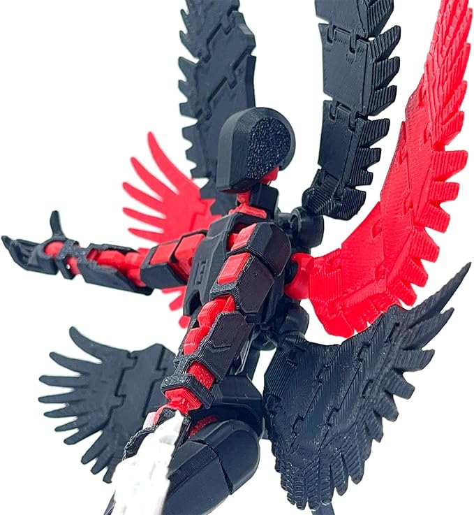 (Assembly Completed) 3D Printed T13 Titan 13 Action Figure 5.54-inch Dummy Lucky 13 Action Figure with 9 Types of Weapons and 5 Types of Hands, (Black Red)
