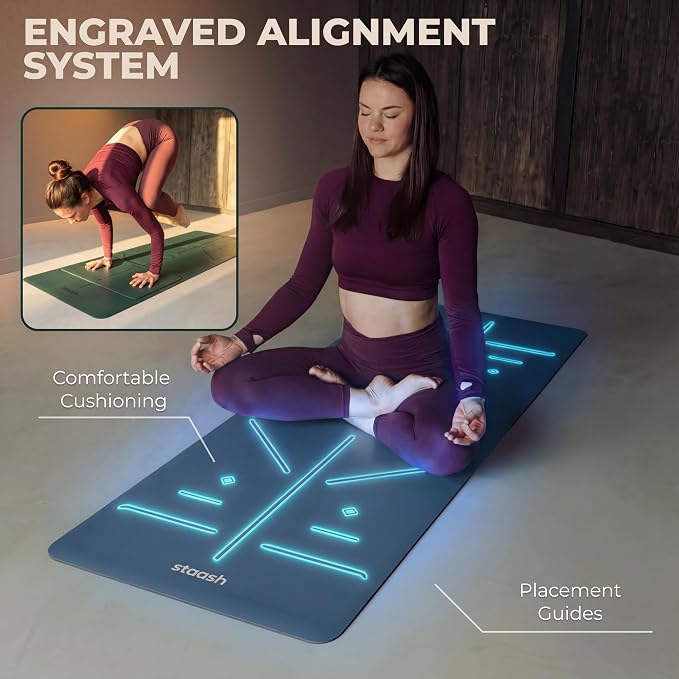 STAASH Premium Yoga Set – PU & Natural Rubber Mat + Towel + Strap + Knee Pad – Non-Slip Grip, Eco-Friendly, Studio Quality
