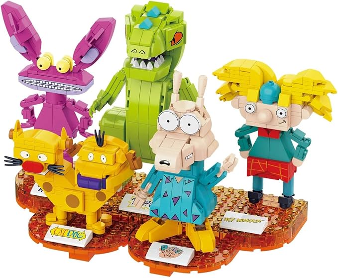 Brickcraft Nickelodeon 90s Brick Building Set 833-Piece Kit to Build Reptar, Arnold, Catdog, Ickis, Rocko Posable Figures for Display & Play Retro Holiday for Kids & Collectors Ages 12+
