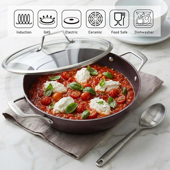 TECHEF - Art Pan Collection, 5 Qt / 12-in Nonstick All Purpose Chef Pan with Cover, Made in Korea (5-quart Chef Pan)
