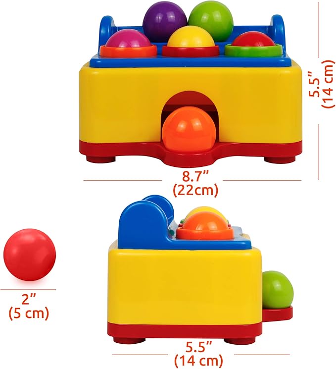 Bambiya Ball Popper Game with Hammer Toy –Baby Toy with Fun Lights and Sound Effects – Hours of Fun and Skills Development with This Baby Ball Toy for Kids 3+ Year Old