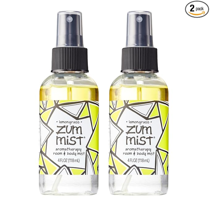 Indigo Wild Zum Mist Room & Body Spray - Aromatherapy Essential Oil Spray - Natural Body Mist & Room Spray - Lemongrass Scent - 4 fl oz (2 Pack)