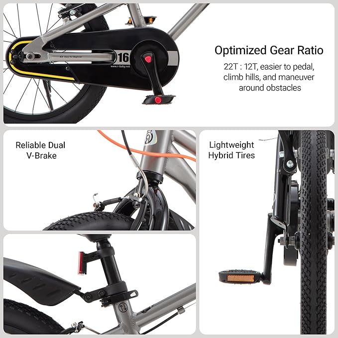 RoyalBaby EZ Fride Kids Bike 16 18 20 Inch, Lightweight Aluminum 2-in-1 Balance to Pedal Bike with One-Key Switch for Boys Girls Ages 4+