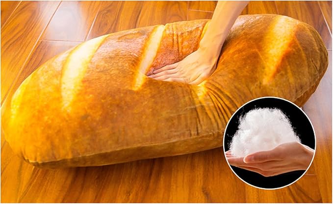 Levenkeness 3D Simulation Bread Shape Plush Pillow,Soft Butter Toast Bread Food Cushion Stuffed Toy for Home Decor 31.4"