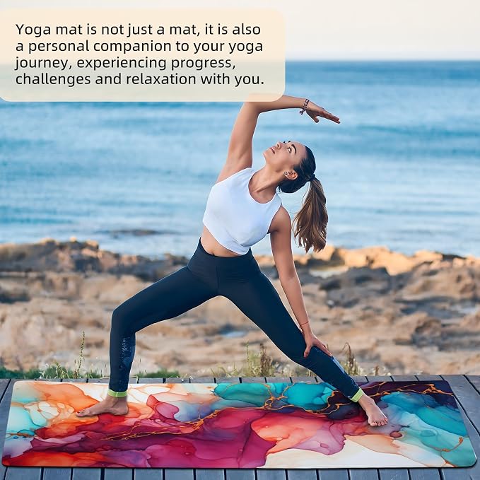 FOLAI Extra Thick Yoga Mat 6mm，pilates mat thick - Non-Slip Exercise Mat for HIIT, Pilates & Home Workouts & Workout with Free Carry Strap