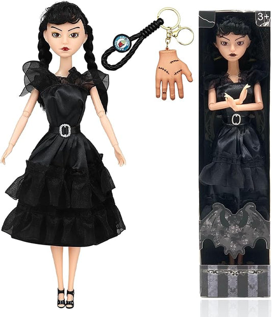 Dumwick 11.5'' Adams Doll with Gift Box, High Heels, Black Dress, and Hair, Perfect Christmas and Birthdays Toy Gift for Girls & Fans(A2)