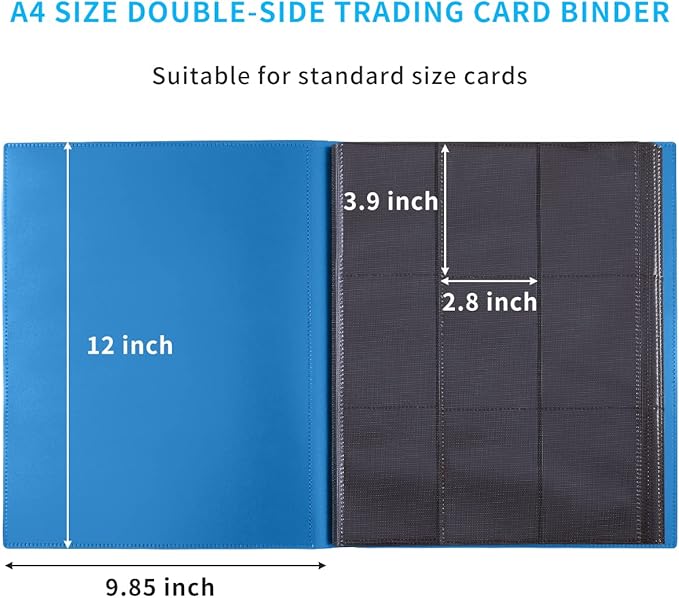 Card Binder, Upgraded 9 Pockets Trading Card Collection Binder for Cards, 360 Card Book Holder Album for Yugioh, MTG, TCG, Magic, Sports Cards - Blue
