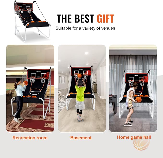 VEVOR Basketball Arcade Game Indoor, 2 Player Indoor Basketball Game, Home Dual Sport with 8 Game Modes, Electronic Scoreboard, and Inflation Pump,Adults