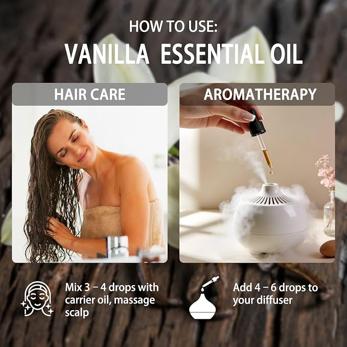 Vanilla Essential Oil - Vanilla Oil for Diffuser, 4 Fl Oz(120ml) | Candle Making, Soap Making, aroma, Strong Scent, Pure, Natural, Home Fragrance, Massage