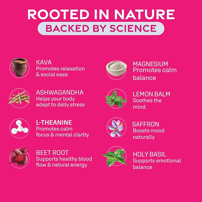 HappySoul Kava Drink Mix Powder-Alcohol Alternative for Evenings & Social Drinking - Kava Kava Mocktail for Relaxation - Adaptogen Drink with Magnesium, Ashwagandha, L-Theanine | Berry, 15 Stick Packs