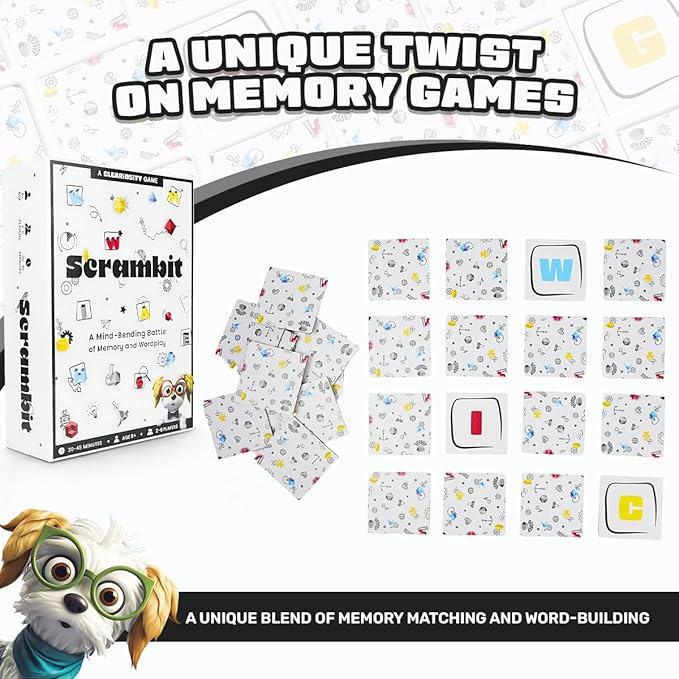 White Beetle Games Interactive Memory Game for Family Game Night, Travel Games for Kids 8-12 & Adults, Educational & Fun Matching Activity for The Family, Spelling & Word Play for Ages 8+