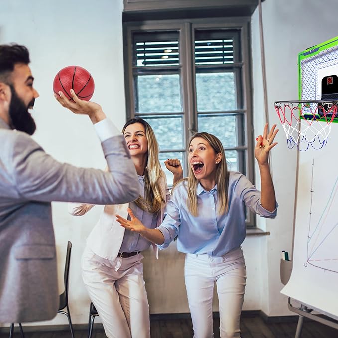 Mini Over The Door Basketball Hoop Indoor for Kids, Small Office Basketball Hoop with Scoreboard, Sports Gifts for Boys Age 4-7 8-12 Year Old, Birthday Ideas Toys