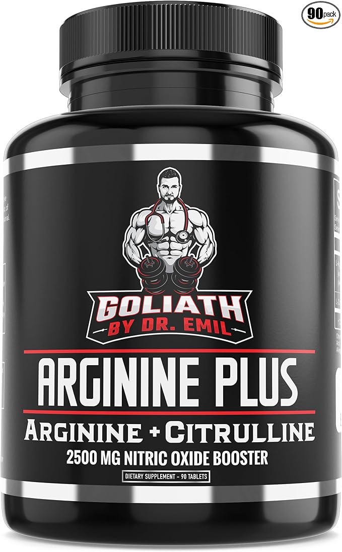 Dr. Emil's Arginine Plus - L Arginine & L Citrulline Malate - High Dose 2500 MG Nitric Oxide Booster for Circulation, Endurance & Workout Pump - Non-GMO