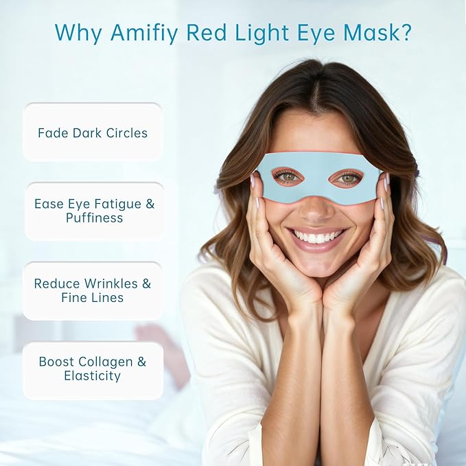 Red Light Therapy for Eyes, 3 Minutes NIR Red Light Eye Mask Reducing Under Eye Dark Circles, Eye Bags, Puffy Eyes, Wrinkles, Infrared LED Eye Mask Anti-Aging Device For Women & Men