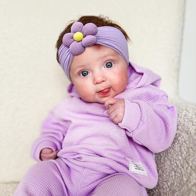CÉLLOT 5 Pcs Baby Flower Headbands Baby Girls Nylon Headbands Soft Hairbands Hair Accessories for Newborn Infant Toddler Kids(Spring Summer Vibe)
