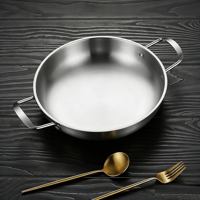 Korean Ramen Pot, Stainless Steel Stockpot, 1.43QT Korean Ramen Noodle Pot | Stainless Steel Stockpot with Handles, Dual Loop Handle Frying Pans for Delicious Soups Stews (Silver)