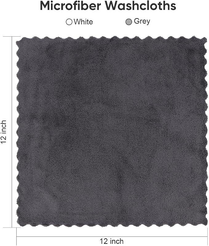 Orighty Washcloths 96 Pack, Ultra Soft Face Cloths 12 x 12 inch, Absorbent & Quick Drying Coral Velvet Washcloth Bulk, Multi-Purpose Face Cloth for Household, Cleansing and Sport (Grey)
