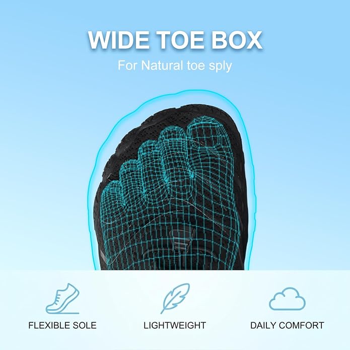 Barefoot Shoes for Women & Men, Grounded Walking Hiking Barefoot Shoes, Wide Toe Box Non-Slip Water Athletic Footwear, Comfortable Vitality Barefoot Footwear, Trail Running Sneakers Unisex