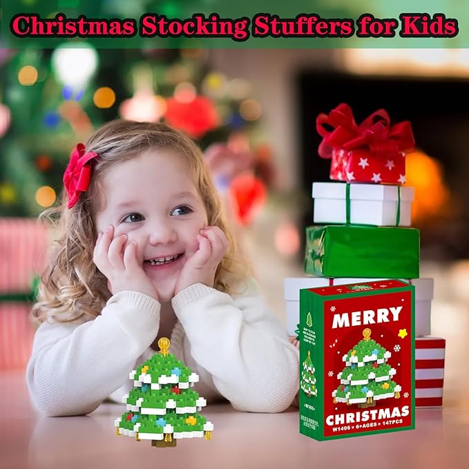 Christmas Building Blocks Compatible for Lego Christmas Tree Micro Blocks Stacking New Toys Holiday Present Box New Year Gifts for Kids Ages 6+ Boys and Girls(Tree)