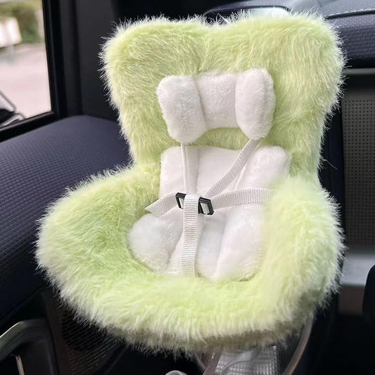 Doll Car Seat for 17cm Dolls with Air Vent Clip and Desktop Stand, Cute and Functional Car Ornament for Blind Box Doll Fans, Collectors (Green)