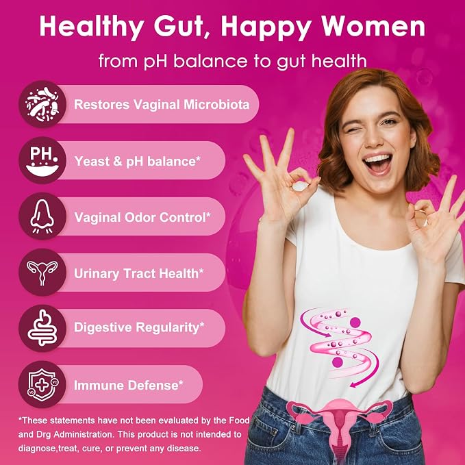 Vaginal Probiotics for Women, 60 Billion CFU, 90 Capsules | Supports Balanced Vaginal pH & Flora, Promotes Urinary Tract Comfort, Nourishes Gut & Digestive Health, Strengthens Immunity