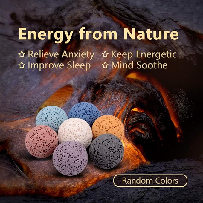 INFUSEU Essential Oil Diffuser Necklace Aromatherapy Jewelry for Women TeenGirls, Small Lotus Flower Pendant, 7 Lava Rock Stones, 24" Snake Chain