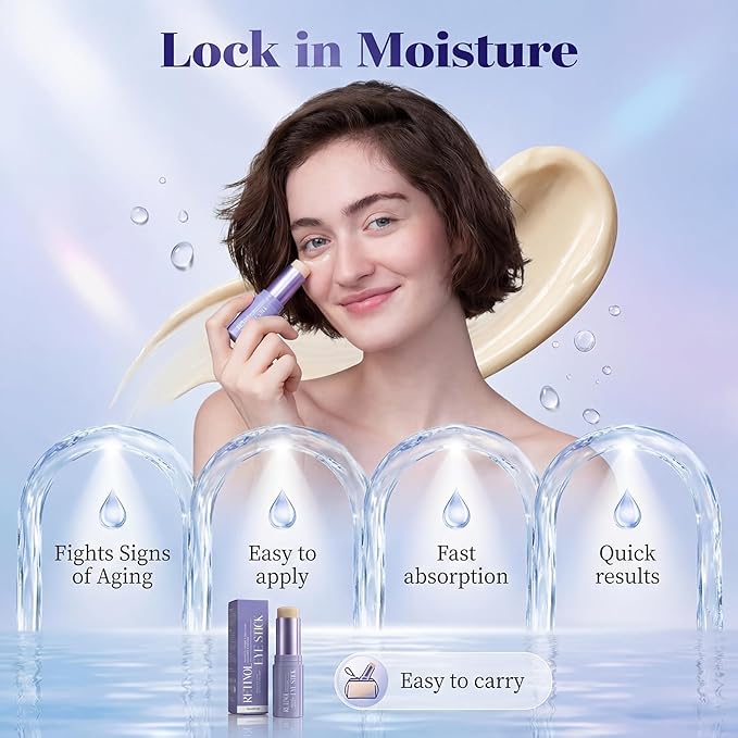 Retinol Eye Stick for Puffiness & Dark Circles, Caffeine Under Eye Balm for Fine Lines & Wrinkles, Anti-Aging Eye Cream Stick Moisturizer for Sensitive Skin, Travel Size (0.24oz)
