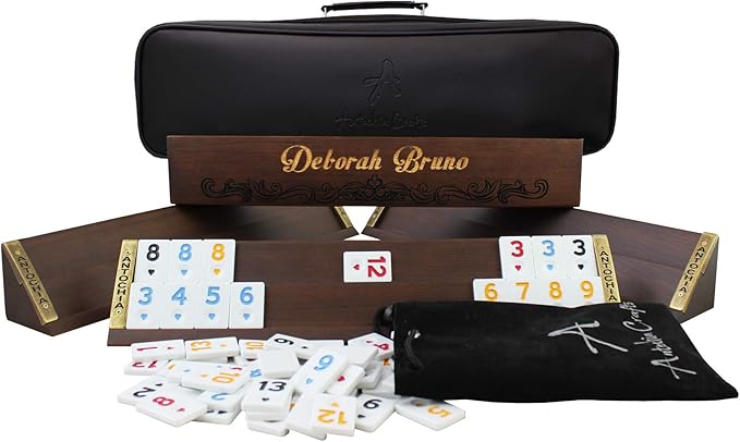 Personalized Rummy Game Complete Set - Wooden Custom Rummy Racks and Tiles