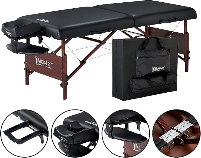 Master Massage 30" Del Ray Pro Portable Massage Table (30" Width x 84" Length) with Adjustable Table Height, 750lbs. Working Capacity- Massage Bed, Tattoo Table, Lash Table