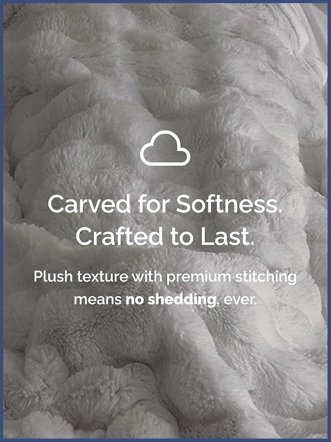3D Fleece Bubble Blanket Throw Size - Rabbit Blanket - 50" x 60", Grey | Soft Fluffy Faux Fur Blanket for Couch Sofa & Chair, Cozy Gifts for Women, Tie Dye Cloud Throw Bed Cover, Thick Plush Bedding
