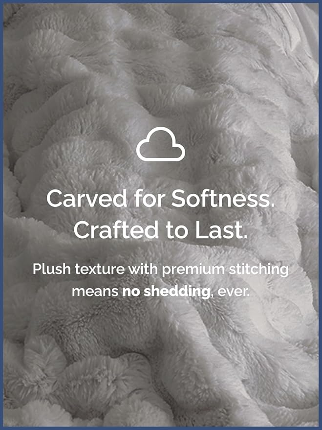 3D Fleece Bubble Blanket Queen Size - Rabbit Blanket - 90" x 90", Grey | Soft Fluffy Faux Fur Blanket for Couch Sofa & Chair, Cozy Gifts for Women, Tie Dye Cloud Throw Bed Cover, Thick Plush Bedding